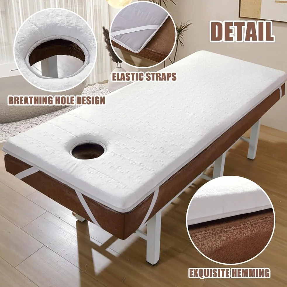 Topper de Colchón de Espuma Viscoelástica con Orificio Antideslizante 4 cm, 70x185 cm, Blanco