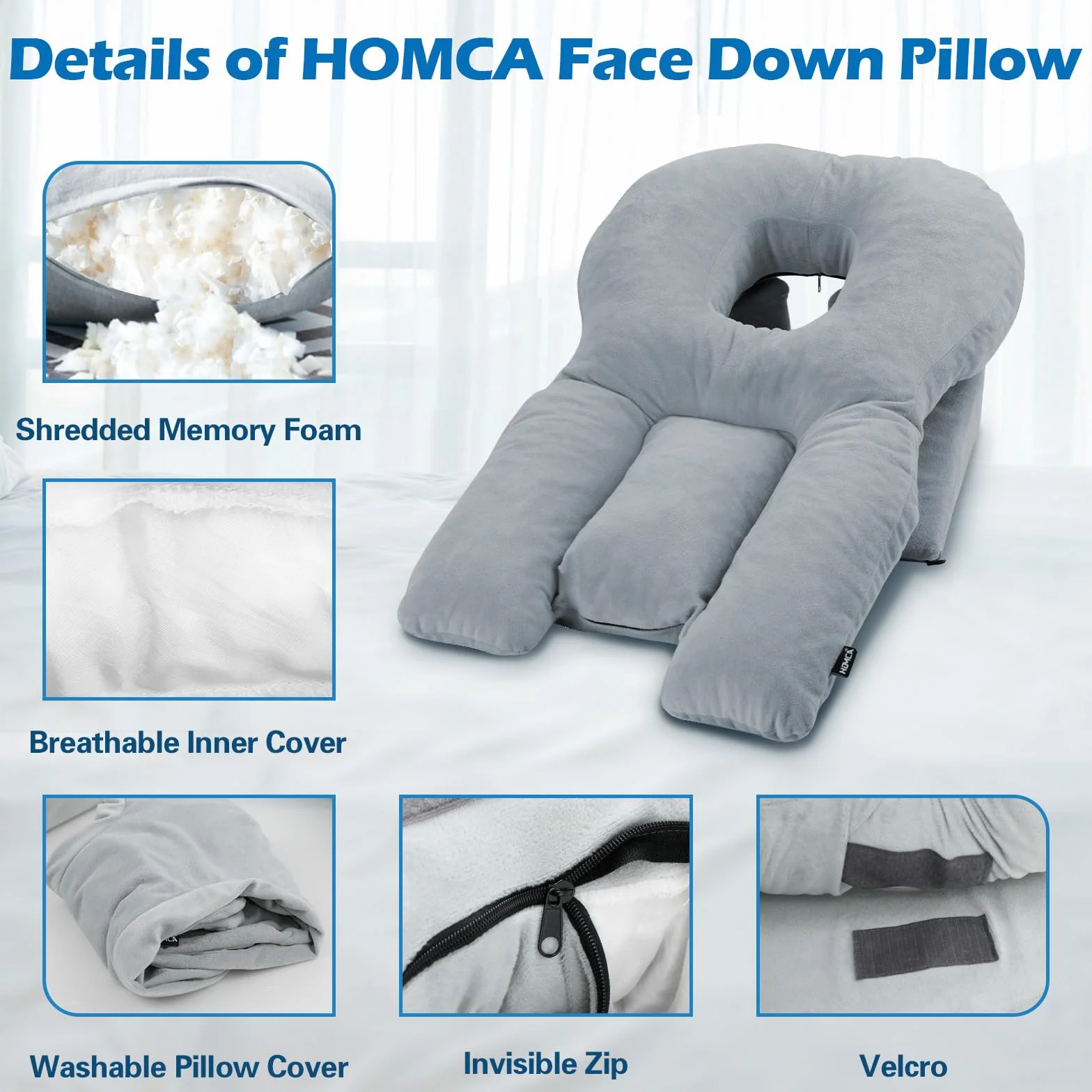 HOMCA Almohada Facial con Agujero para Recuperación de Desprendimiento de Retina y Vitrectomía