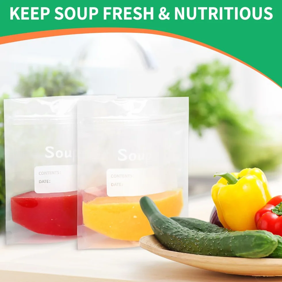 Bolsas de almacenamiento de líquidos reutilizables 500 ml para sopas salsas