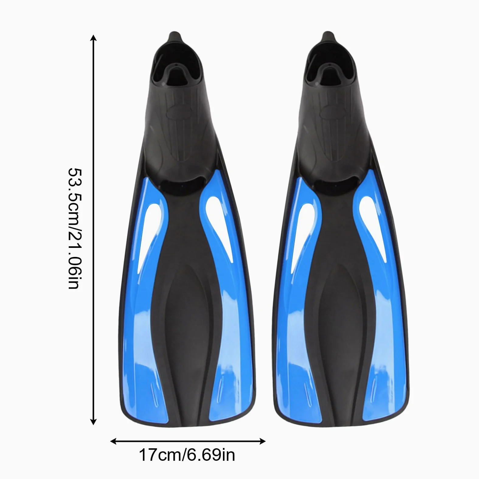 Aletas de natación de polipropileno, 53,5 cm, aletas de buceo para adultos, esnórquel y apnea, aletas de buceo ajustables, cómodas y portátiles, ideales para entrenamiento, buceo, apnea y deportes