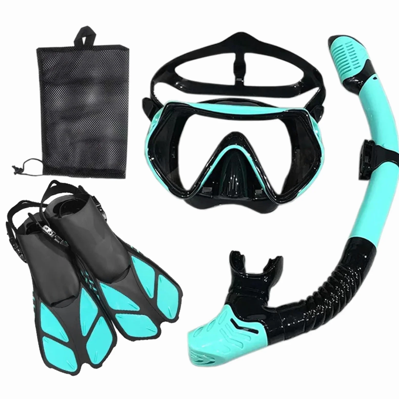 Buceo Máscara de Snorkel Máscara de Buceo y Gafas de Buceo con Tubo de respiración, Conjunto de Tubo de natación para Adultos Unisex(Lake Blue Black,S/M)