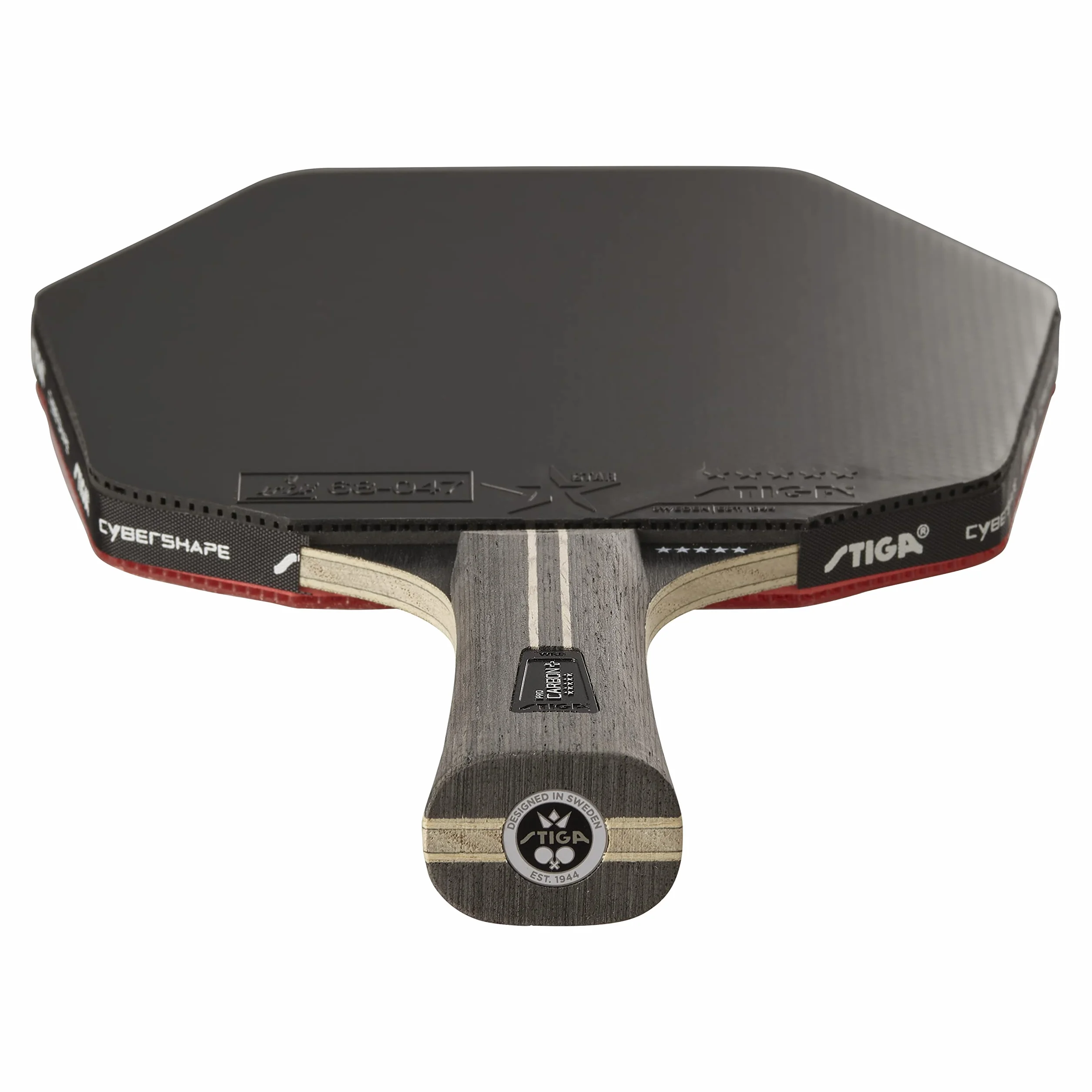 STIGA Raqueta de Tenis de Mesa Cybershape Pro Carbon+, Raqueta de Tenis de Mesa 5 Estrellas con Forma Hexagonal para Jugadores Profesionales Ofensivos