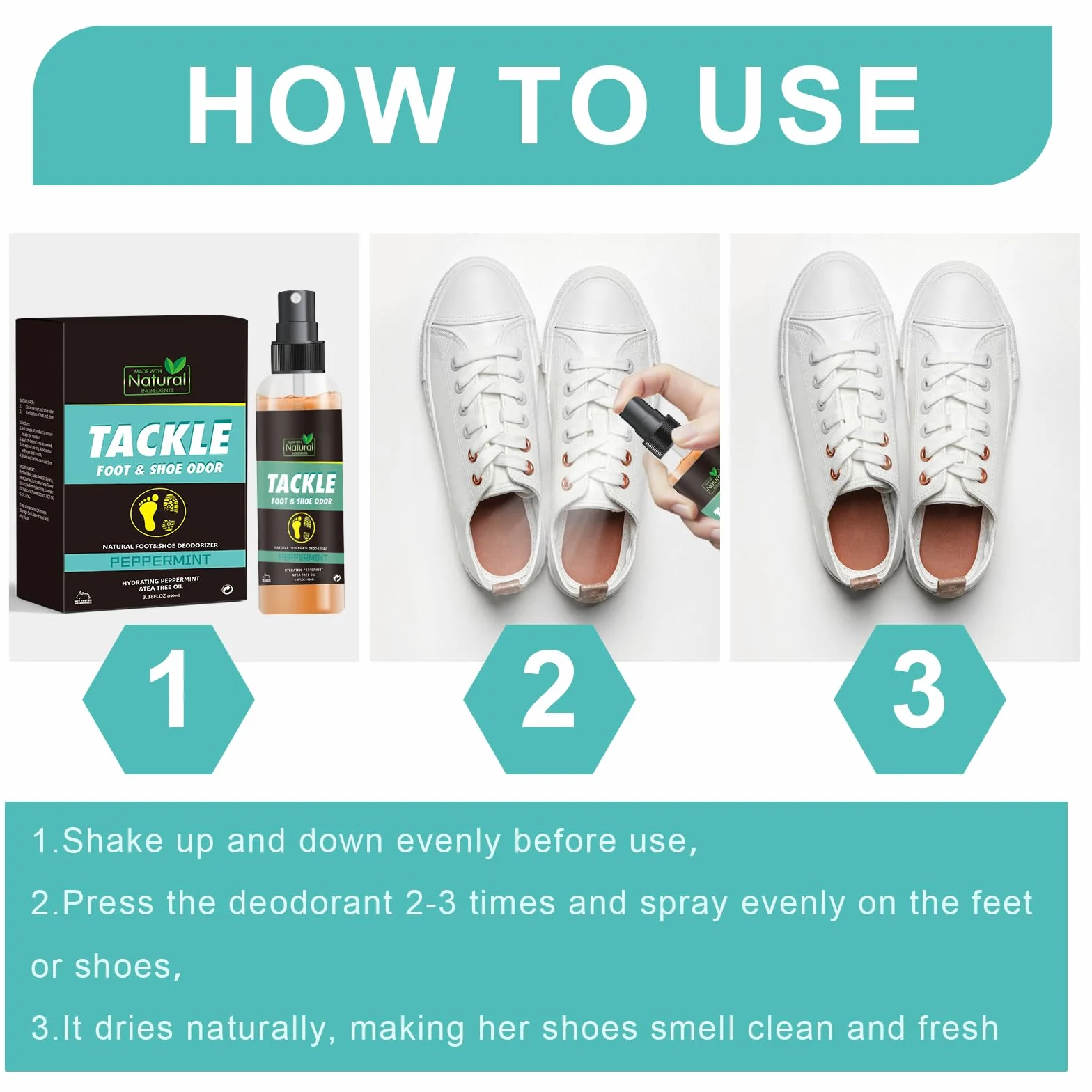 Desodorante en Spray para Calzado Antiolor Zapatillas Deportivas 100ml Aplicación Rápida