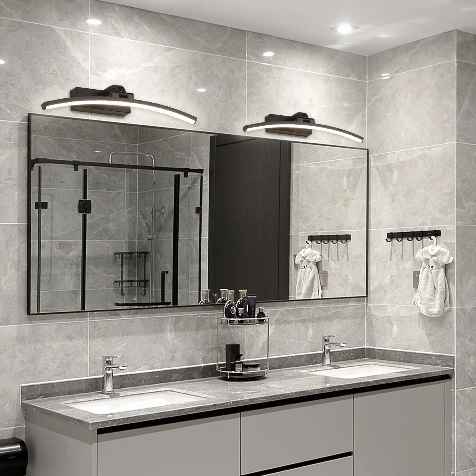 Luz de espejo LED 8W 640 lúmenes IP44 impermeable 4000K 230V 40 cm blanco negro