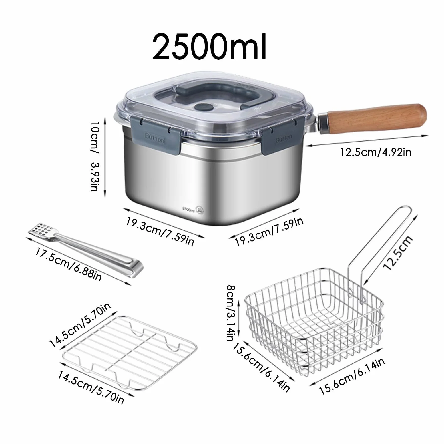 Utensilios de cocina para camping, juego de ollas y sartenes para | exteriores, freidora portátil, olla de gran capacidad, sartén cuadrada para camping, equipo de campamento ligero, maceta para