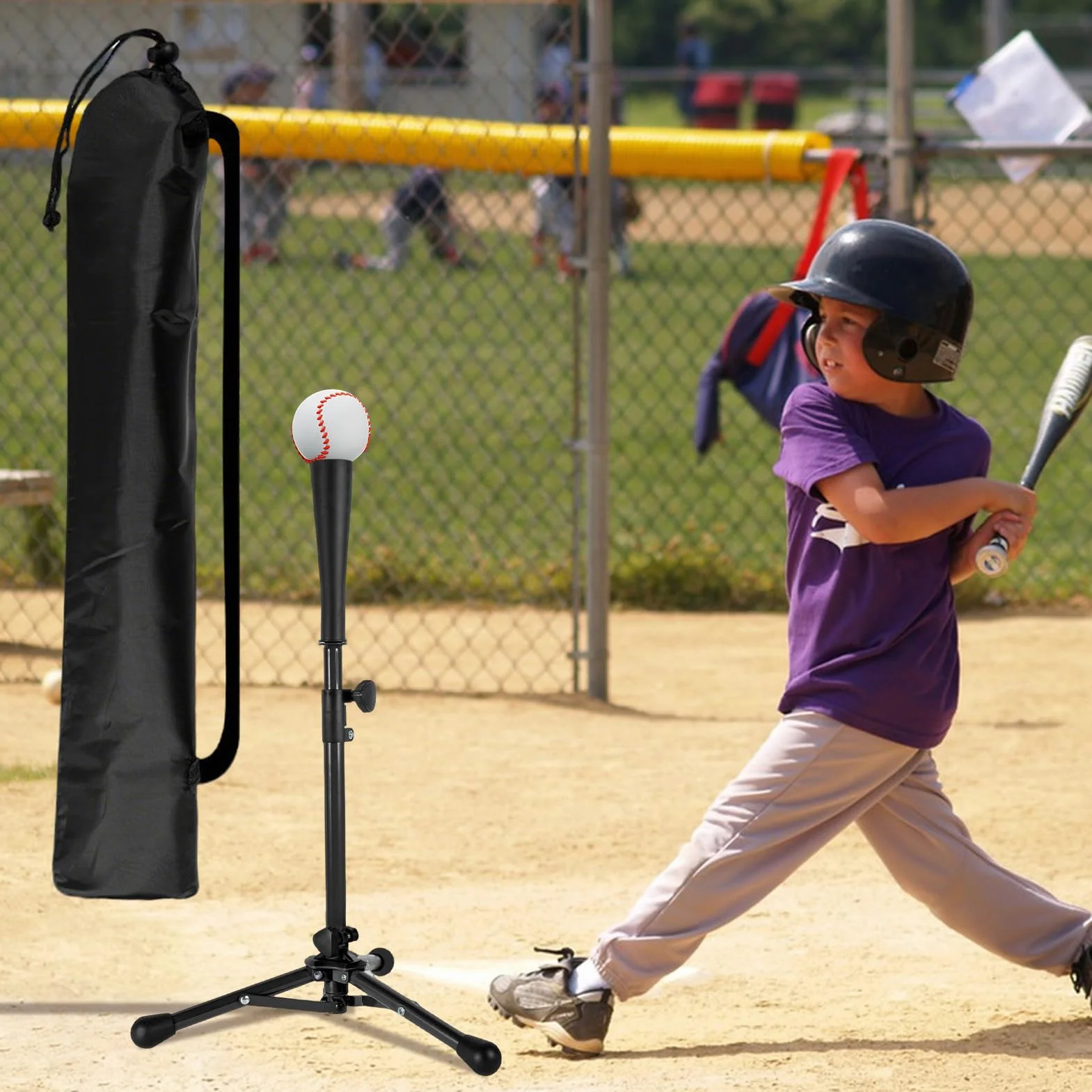 Camina de camiseta, camiseta de béisbol juvenil, Altura ajustada T Ball Ball Batting Tee, Stand ergonómica reutilizable con bolsa para un entrenador de lanzamiento de seguridad para principiantes para