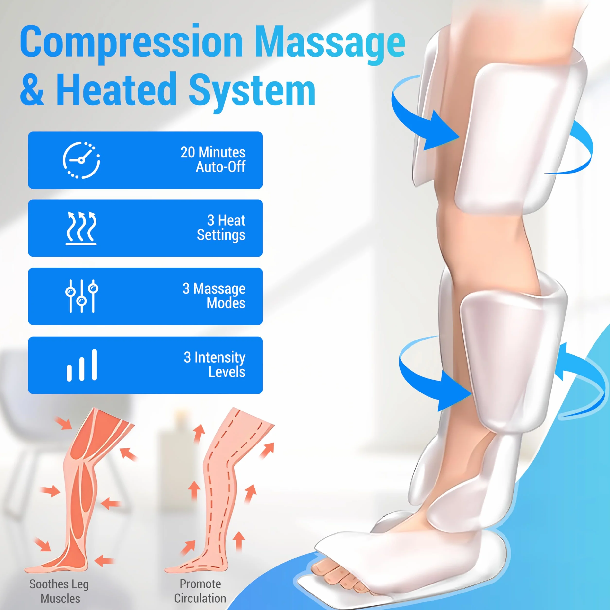 COMFIER Masajeador de Piernas Compresión con Calor, Masajeador de Pies y Piernas, Regalo para Mujer/Hombre