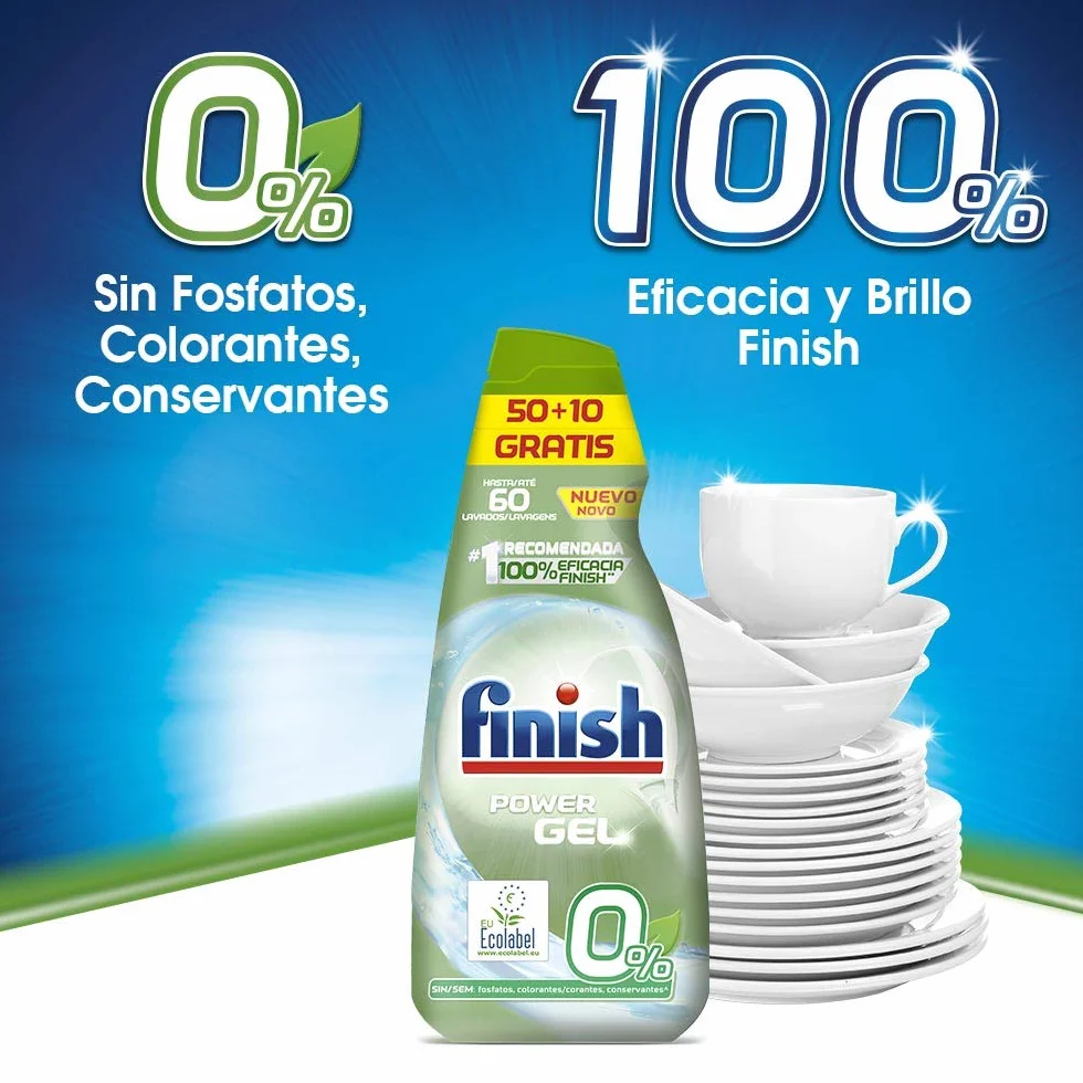Finish Gel Detergente para Lavavajillas Ecológico 60 Dosis