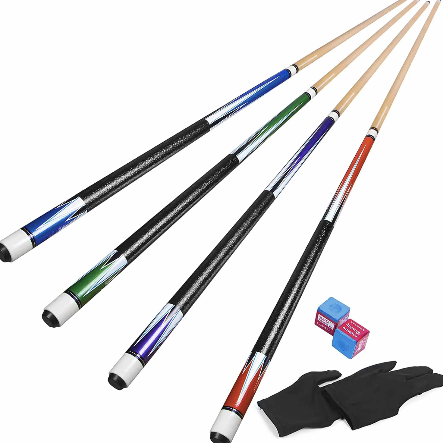 Horse Pool Cue Sticks Set of 4 Professional Hardwood Billiard Cues