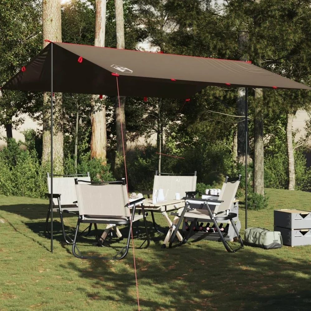 Homgoday Lona de Camping Impermeable marrón 366x306 cm Lona Sombra Exterior Lona para toldo Lona Camping