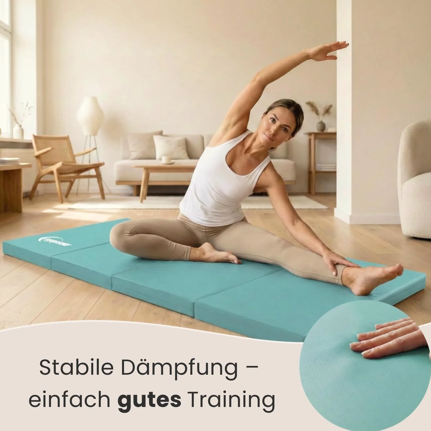 eyepower Colchoneta de Gimnasia Plegable Gruesa 180x60x5 cm - Esterilla Fitness para Rítmica y Artística - Infantil y para Casa - Superficie de Suelo Amortiguadora para Entrenamiento Interior