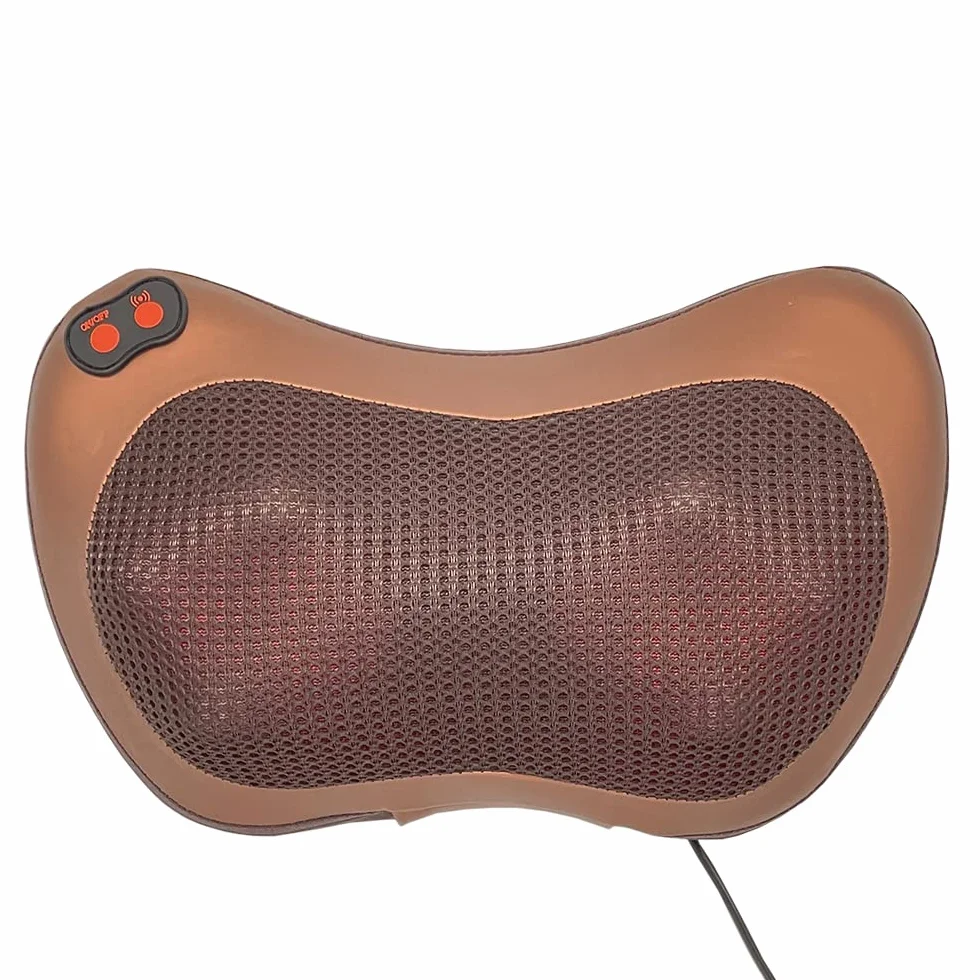 Almohada de Masaje Ergonómico 8 Cabezas Bidireccionales 3 Velocidades Ajustables Calor Suave