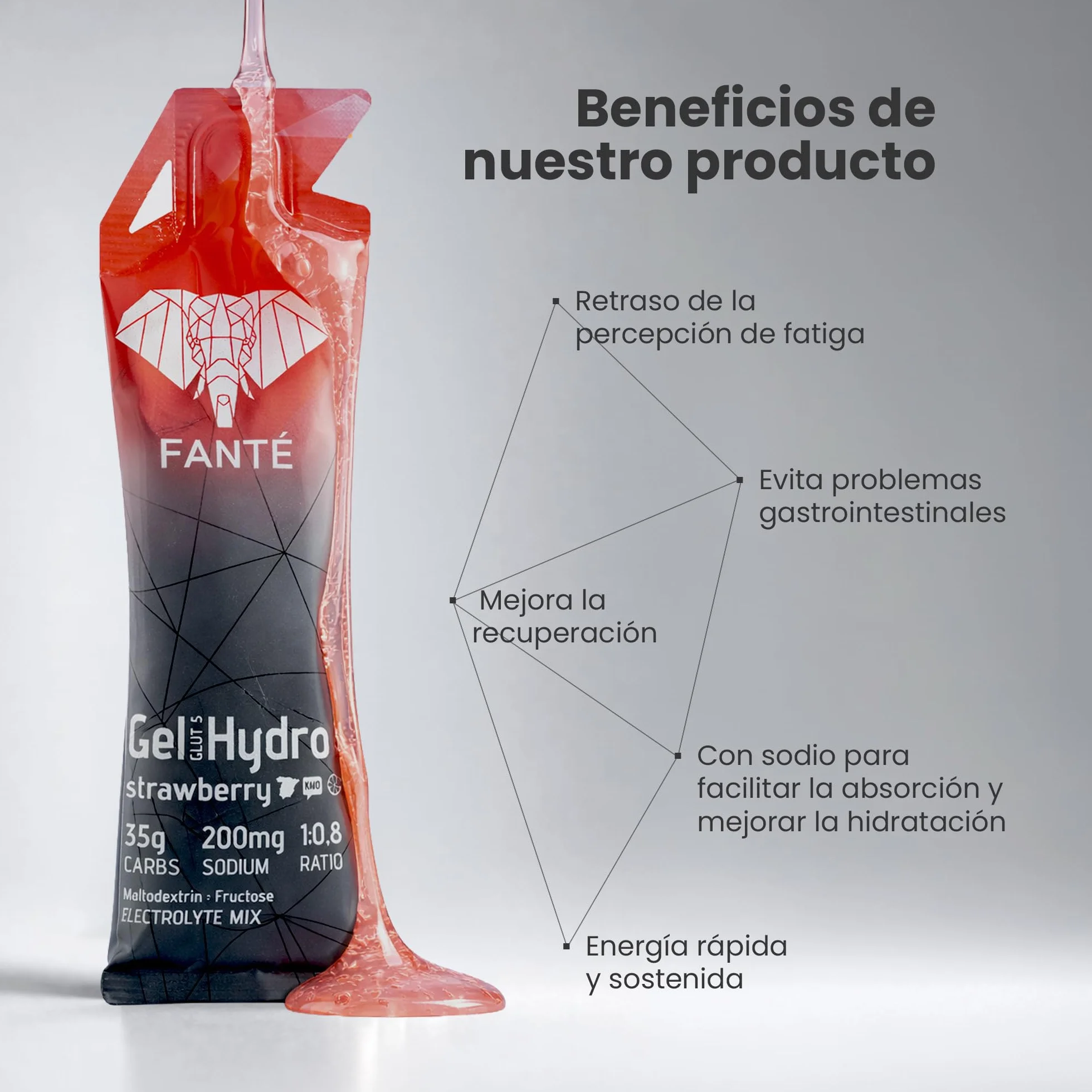 FANTÉ Pack Hydro 35 | 6 Geles Energéticos con 35 g de Carbohidratos para Running, Ciclismo y Resistencia