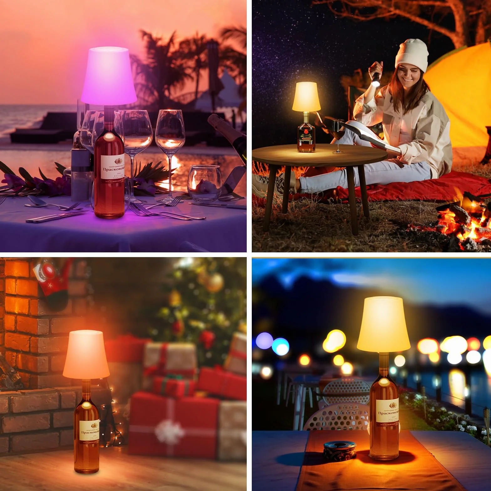 Lámpara de Mesa Inalámbrica Recargable IP54 Impermeable con Brillo Ajustable 3 Temperaturas Color+RGB, Táctil