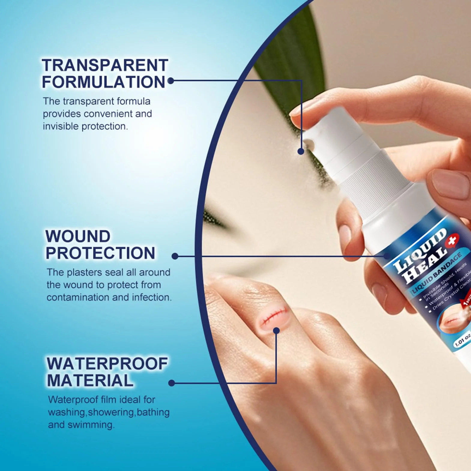 Vendaje líquido para la piel, spray impermeable para heridas, cortes, rasguños, quemaduras