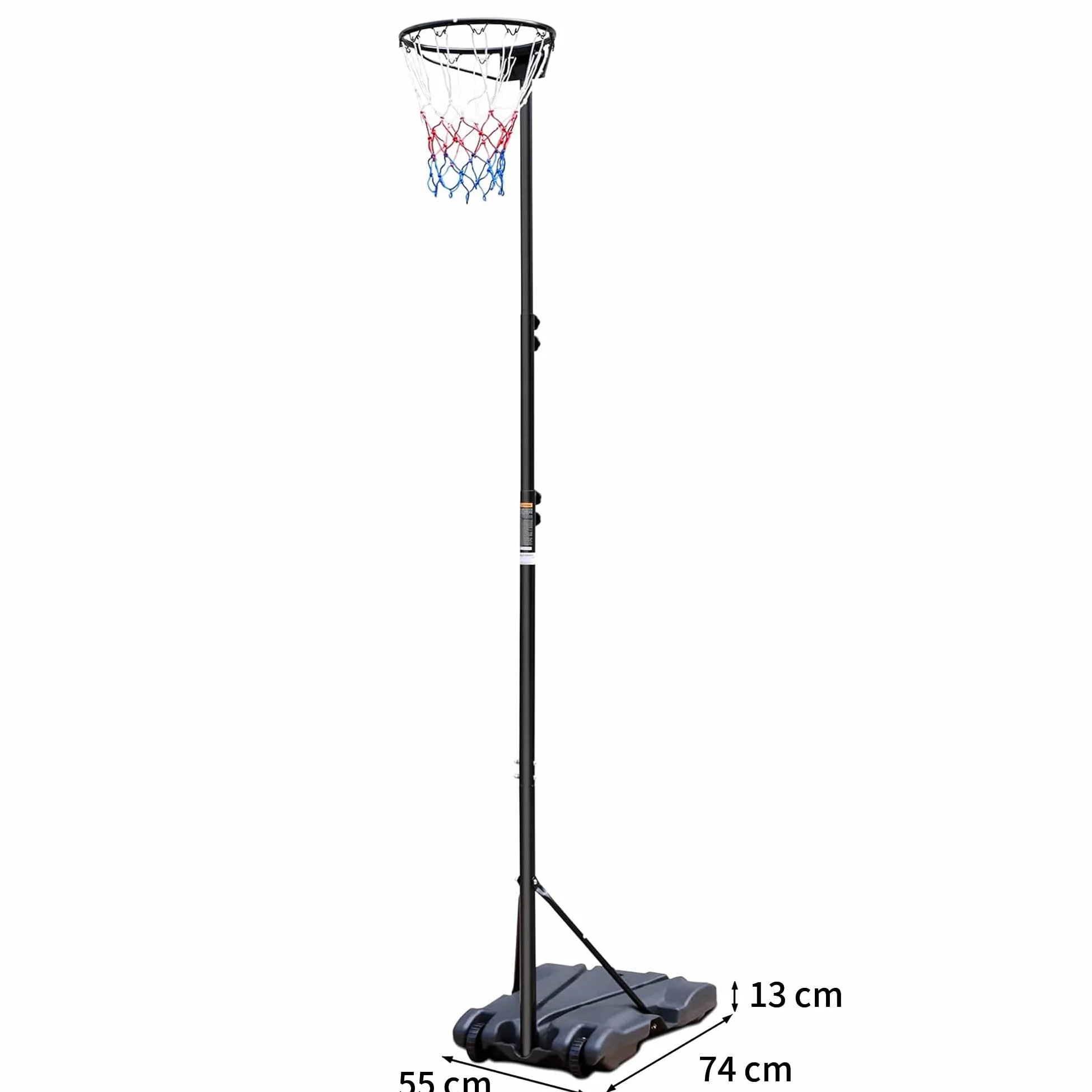Canasta de Baloncesto Portátil de Hierro, Ajustable, Negro, 55x74x304.8 cm