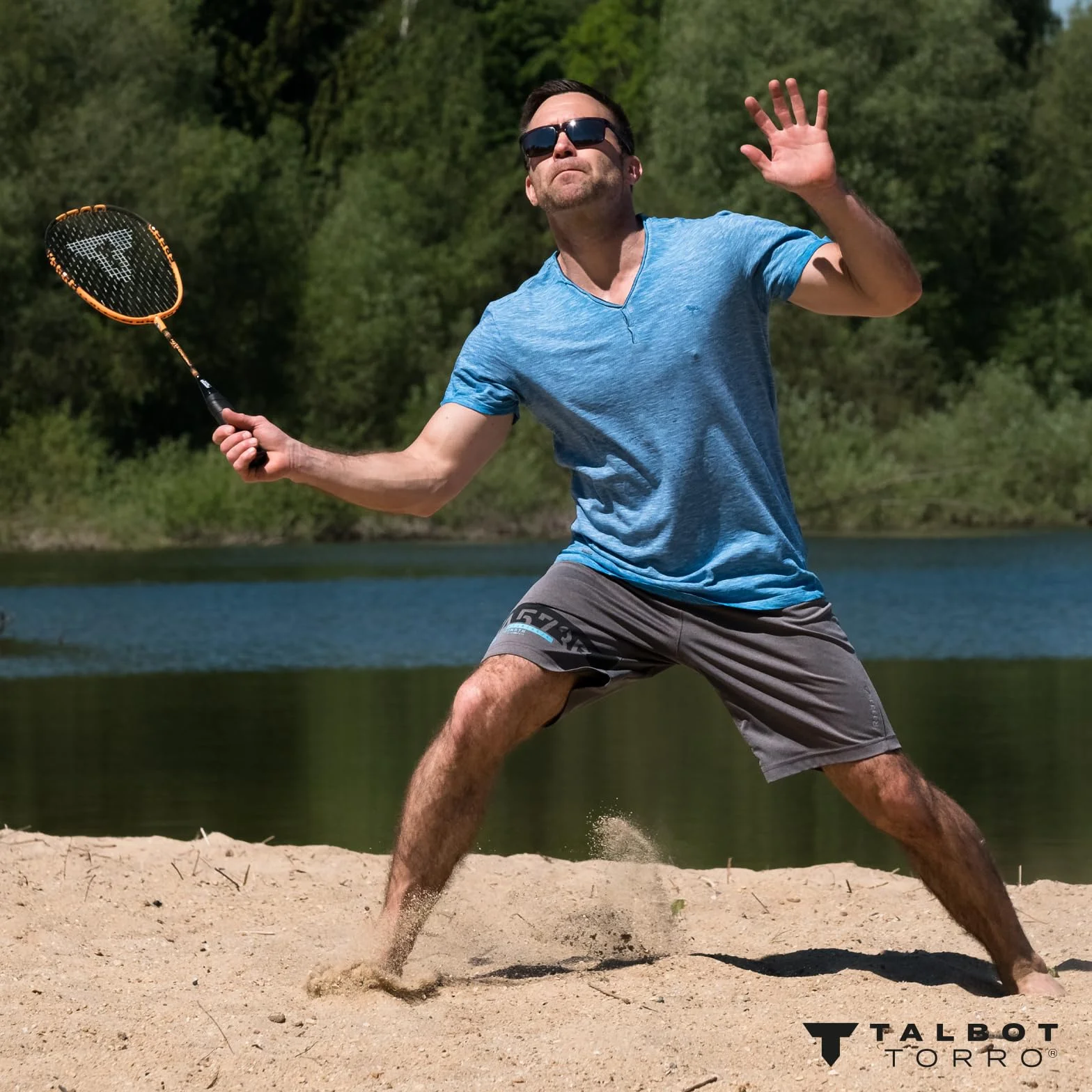 Talbot Torro Speedbadminton Set 2 Raquetas Aluminio 58,5 cm 3 Birdies Wind-Resistant Bolsa Malla