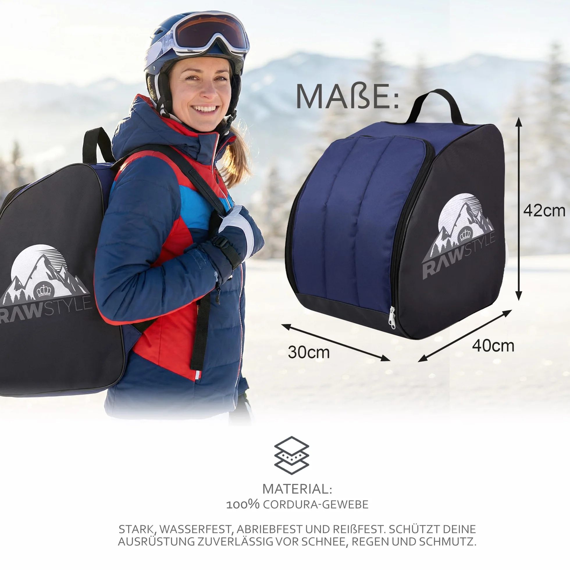 Rawstyle Bolsa para botas de esquí, mochila para botas de esquí, casco, botas blandas, botas en línea, bolsa para botas de esquí, modelo 2