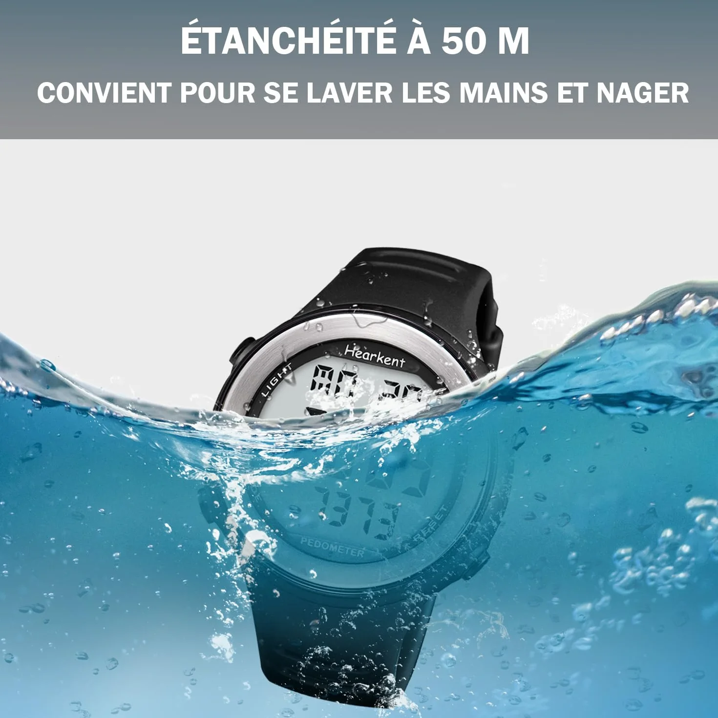 Hearkent Reloj podómetro impermeable para personas mayores sin Bluetooth