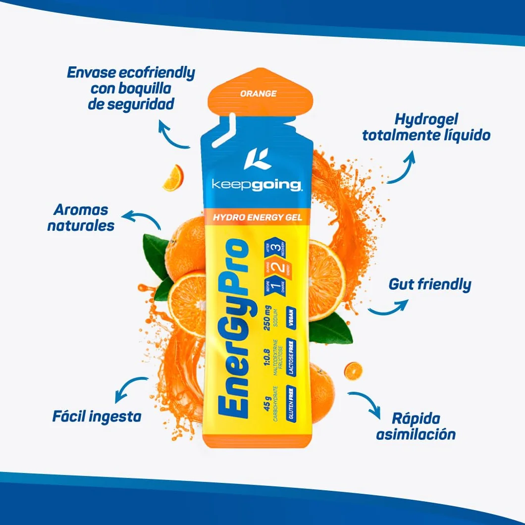 Keepgoing EnergyPro Gel Energético Naranja 12 x 75g Maltodextrina Fructosa
