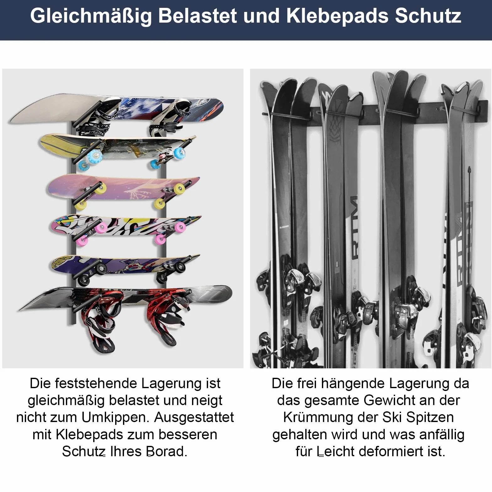 Soporte de pared para skate, esquí, snowboard, wakeboard, longboard, esquís, wakeboard, longboard