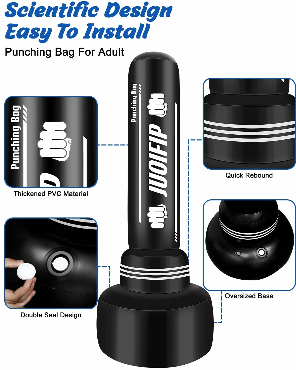 Saco de Boxeo Inflable 180cm- Saco de Boxeo Adulto con Guantes de Boxeo y Bomba de Aire eléctrica, Mujeres Hombres Stand Kickboxing Bolsas para Entrenamiento MMA Muay Thai Fitness Principiantes