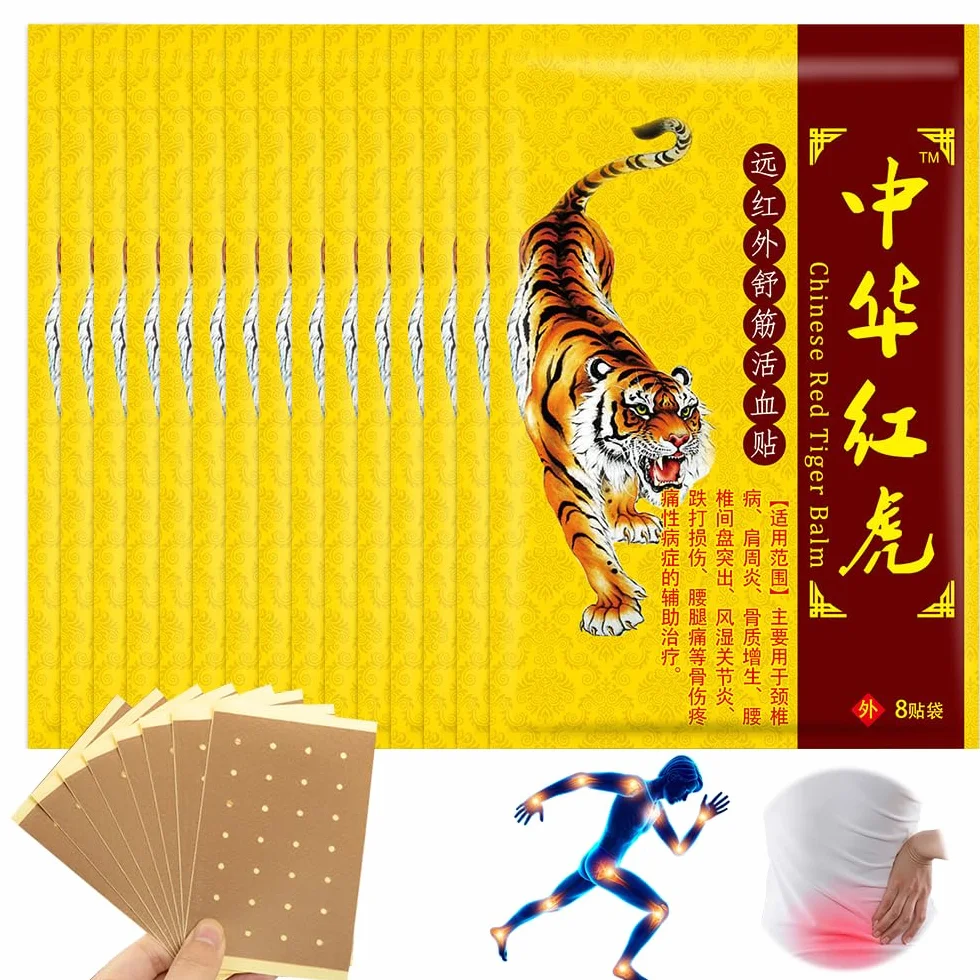 Parches de Tigre Chino, 120 PCS, Parches para el Dolor de Rodilla, Cuello y Hombros