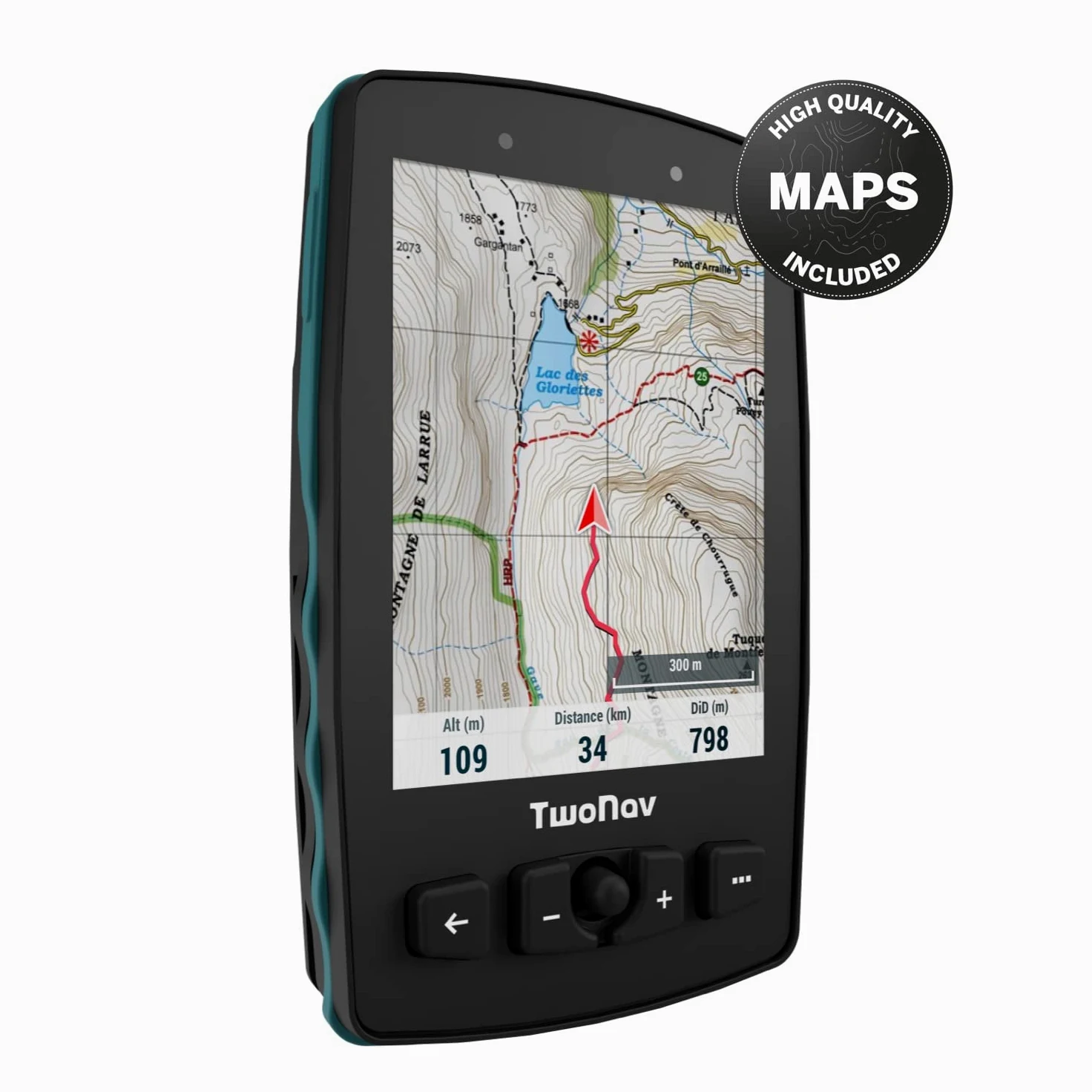 TwoNav Aventura 2 Plus + Mapa España Topo Completo, GPS de Mano con Pantalla Amplia 3.7 Pulgadas, Botones y Joystick para montaña, Alpinismo, Trekking o Senderismo con mapas incluidos. Color Turquesa