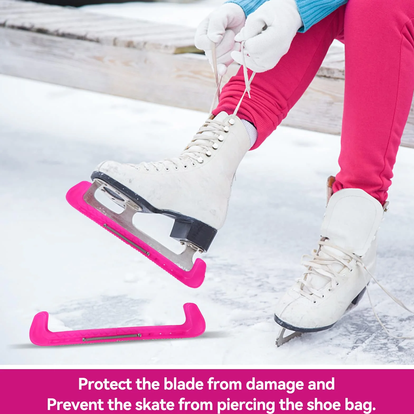 Cyrank 1 par de Protectores de Cuchillas de Hockey Deportivo, Protectores de Cuchillas de Patines de Hockey sobre Hielo, Cubierta de plástico con Protector de Patinaje sobre Hielo de Primavera