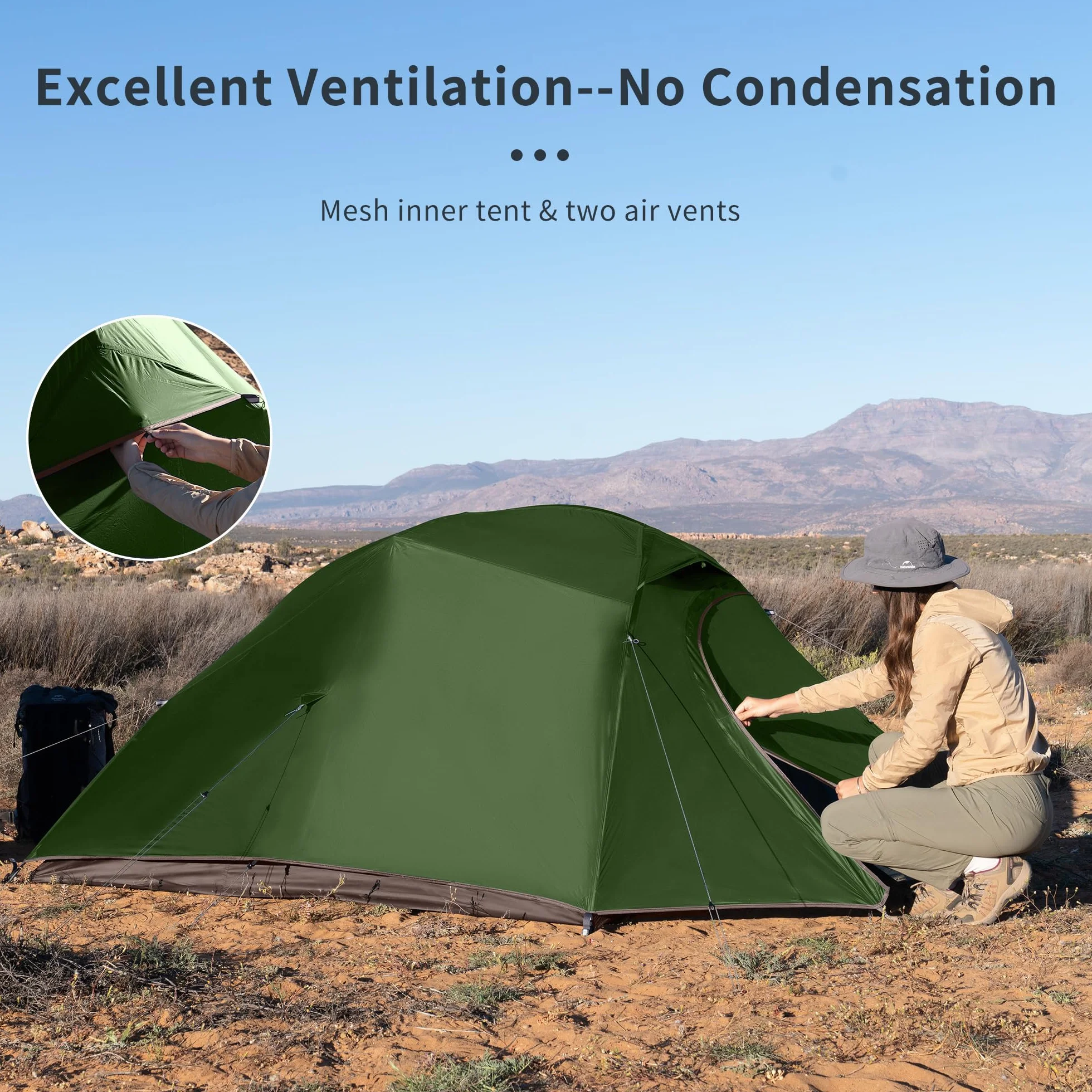 Naturehike Cloud-Up 3 - Tienda de campaña profesional ultraligera para 3 personas, mochileros, senderismo, camping, ciclismo