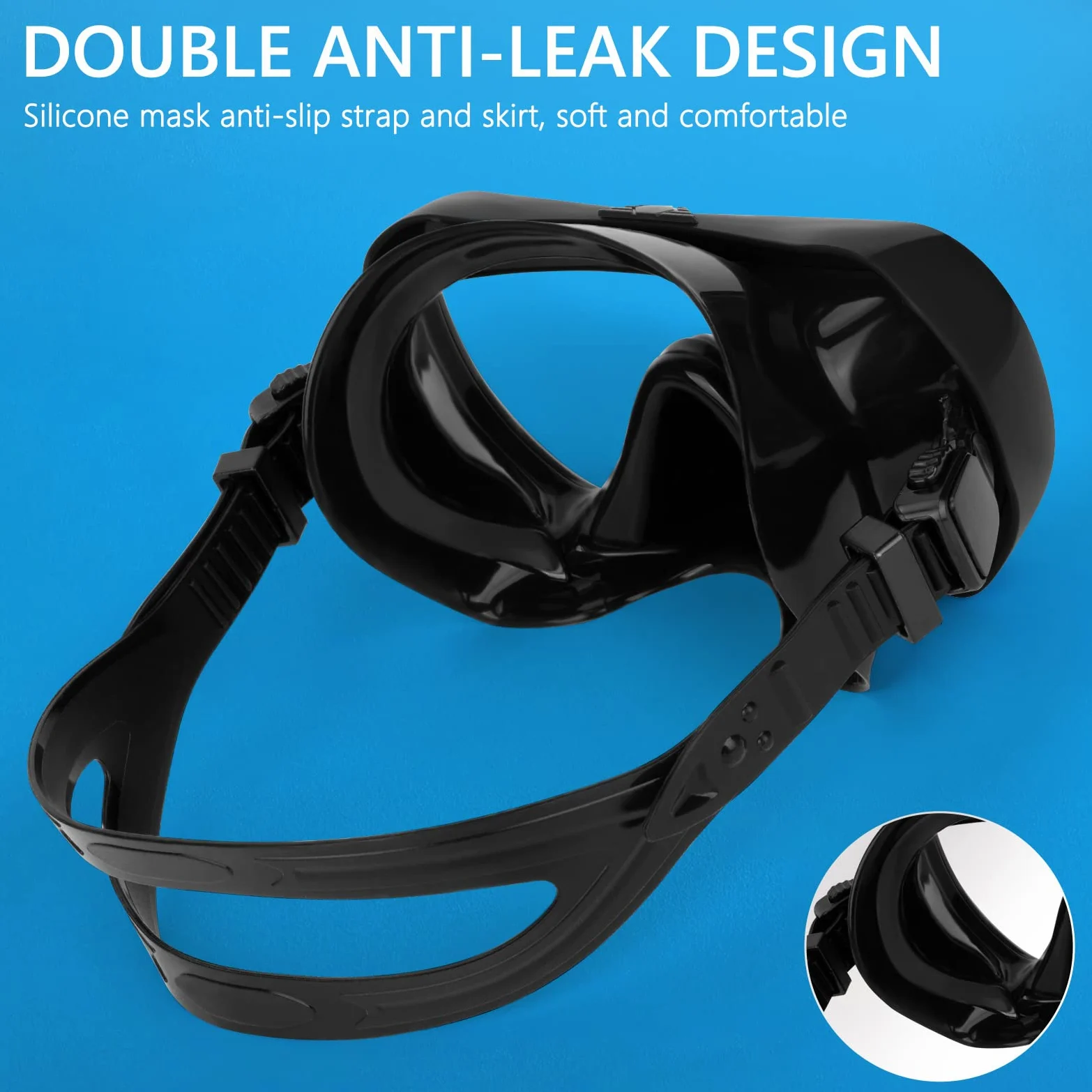 Gafas de natación, gafas de buceo antivaho con cubierta para la nariz, máscara de buceo de silicona antifugas para adultos, máscara de natación de vidrio templado HD de 180 grados para esnórquel con