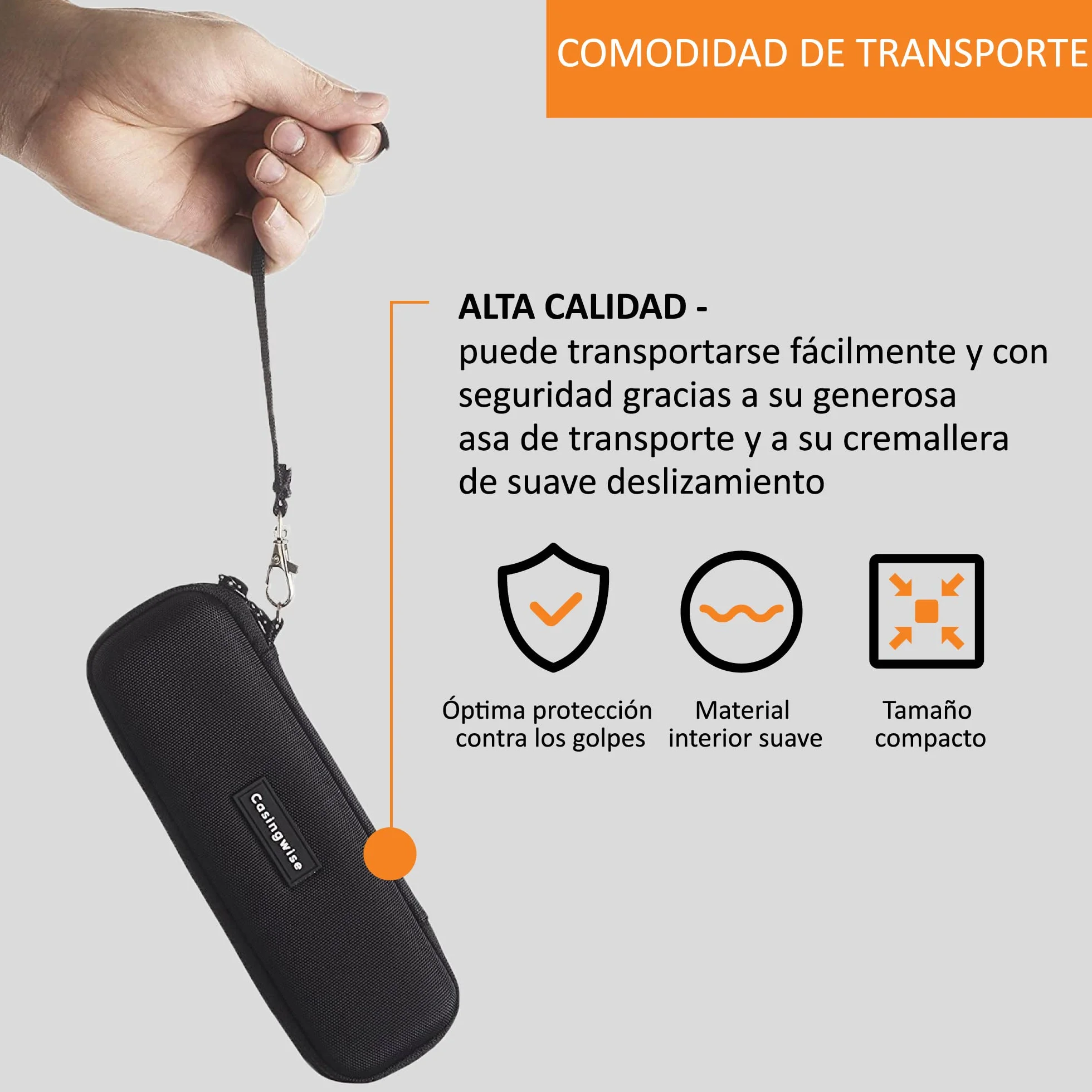 Funda para Bite Away con compartimento de red, asa de espuma y microfibra