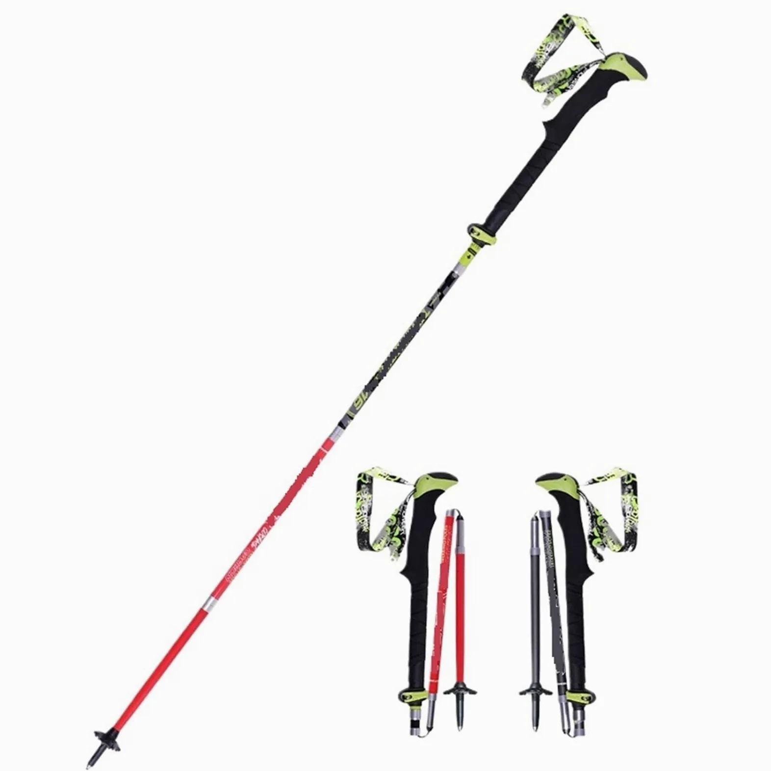 Bastón de Trekking Plegable, Ligero y de Cierre rápido, para Senderismo, Carreras, Exteriores, Fibra de Carbono, 115-135 cm