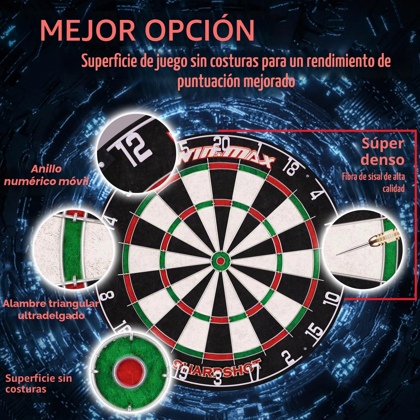Diana de Dardos para Adultos Con Punta de Acero - 12 Dardos Con Punta de Metal Incluidos