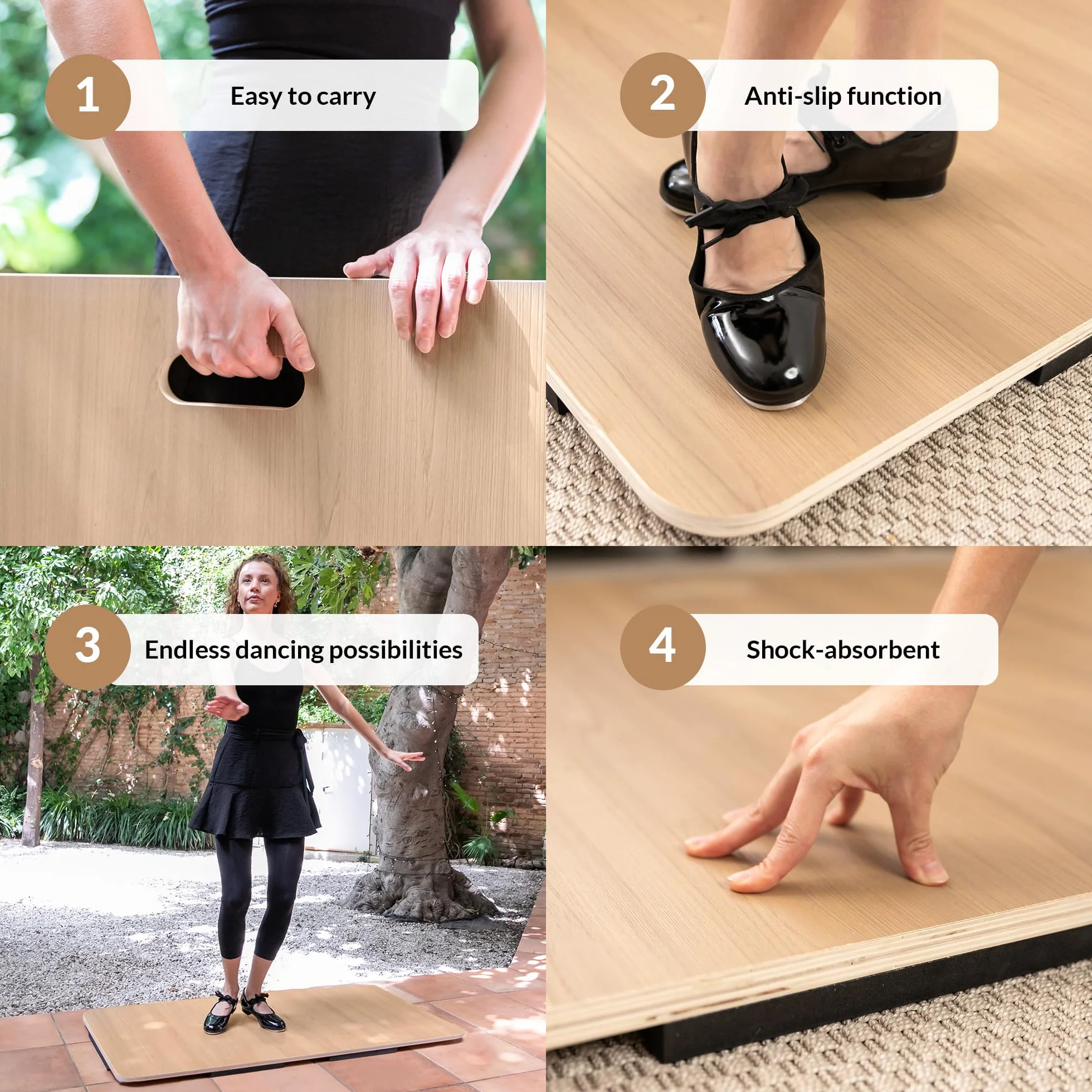 ODOXIA Tablero para Baile De Claqué Suelo Portátil Acolchado Alfombrilla Práctica