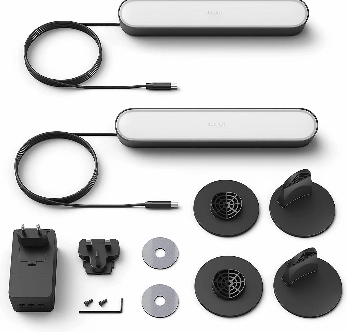 Philips Hue Play Light Bar Starter Kit, White & Color, with Hue Bridge, Compatible with Alexa, Google Assistant, Apple HomeKit, Black, 2-Pack