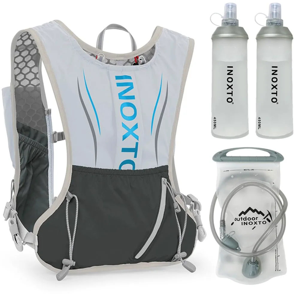 Lixada 5L Mochila de Hidratación para Senderismo con 1 * 1.5vejiga de Agua y 2 * 450ML Botellas de Agua Blandas Mochilas Hidratación para Al Aire Libre Ciclismo Camping Senderismo Alpinismo