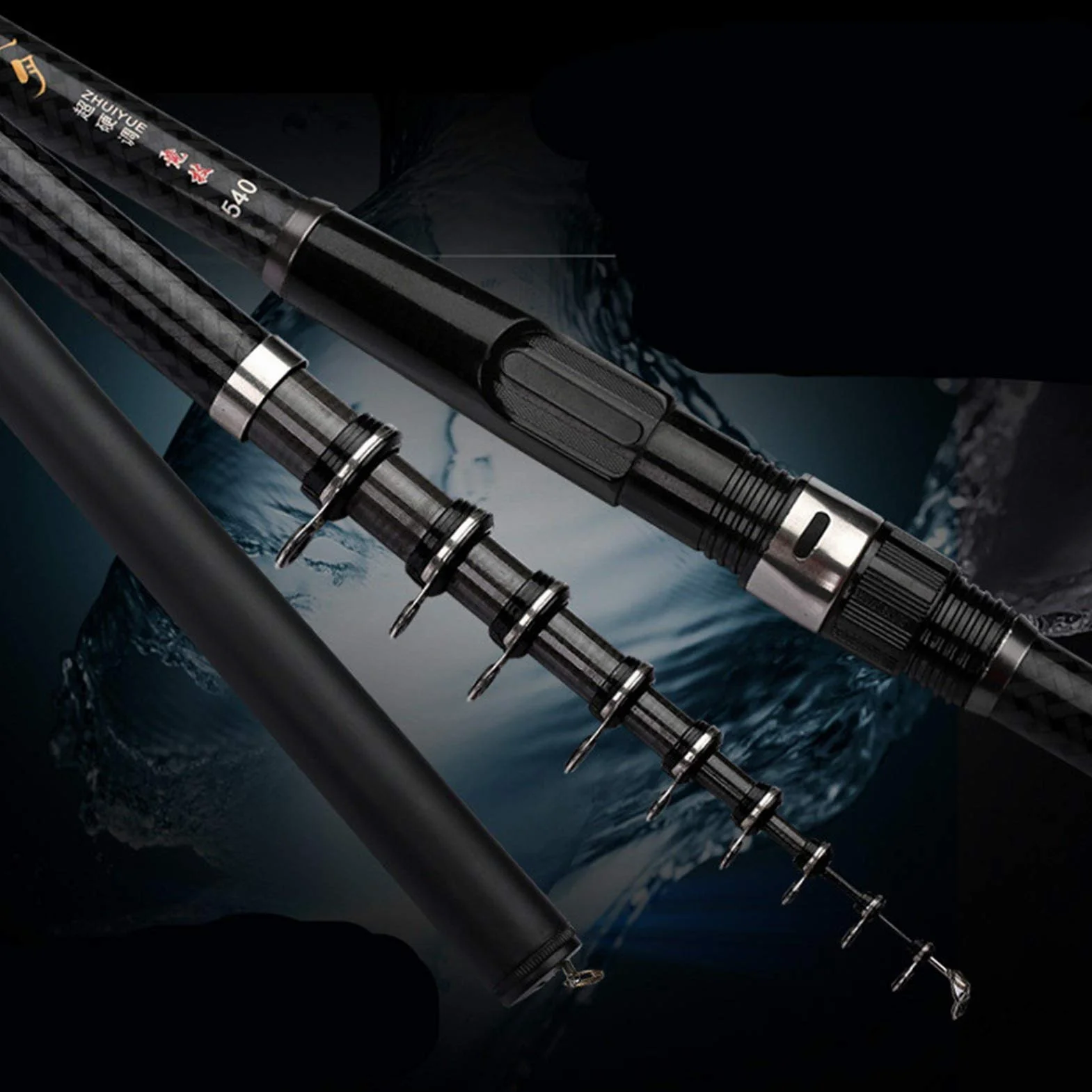 CañAs De Pescar Varilla de Pesca de Roca de Carbono 3.6m 4.5m 5.4m 6,3m 7.2m Barra Telescópica Barra de Pesca de mar Telescópica Rodilla de Hilado Ultraligero Duro CañA De Pescar