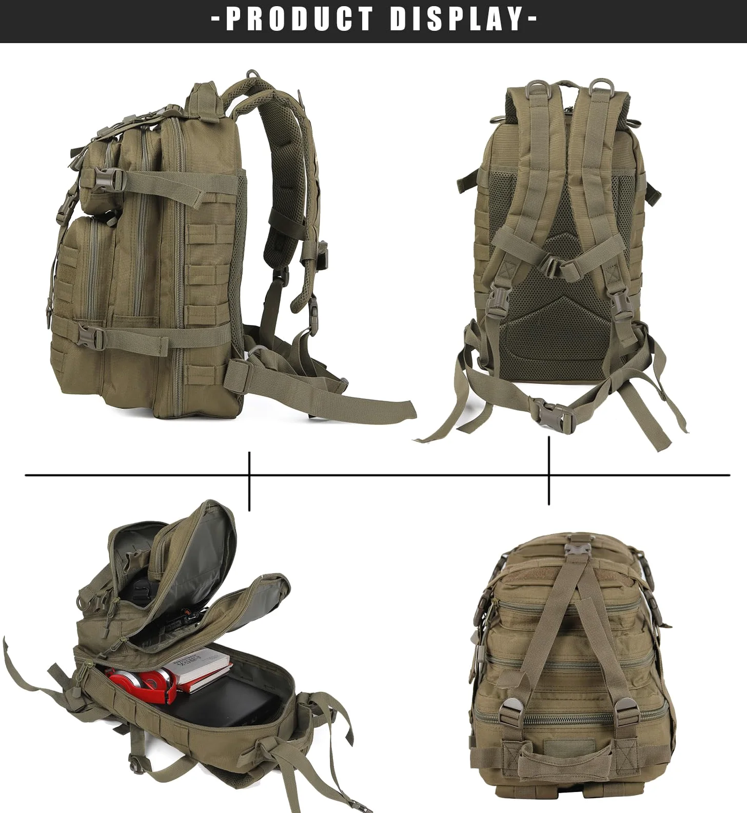 Miramrax Mochila táctica pequeña militar – Mochila de 30 L para hombre, mochila de asalto Molle, bolsa de insectos para senderismo y camping
