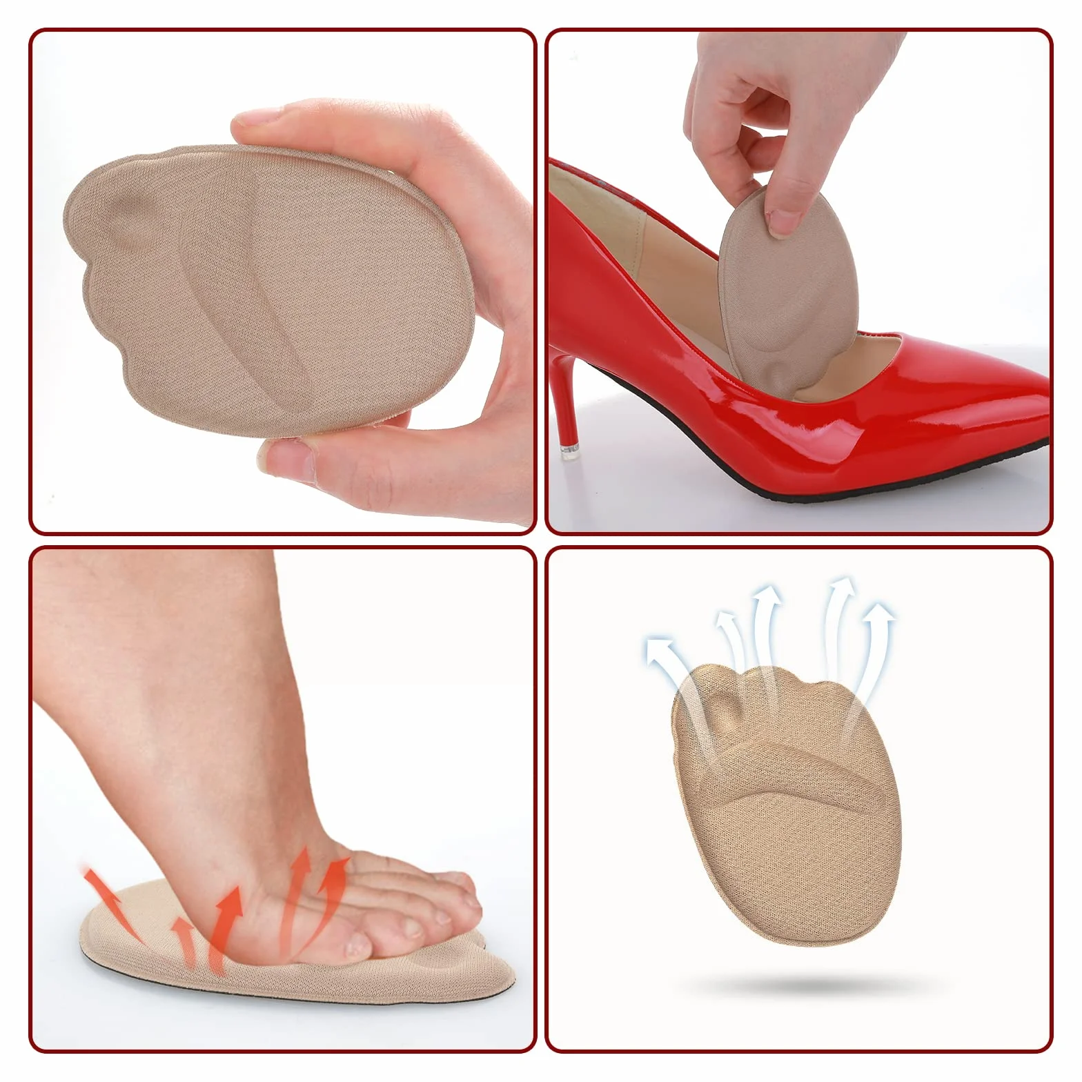 Molain Almohadillas para el talón antideslizantes para zapatos demasiado grandes juego de 8 pares