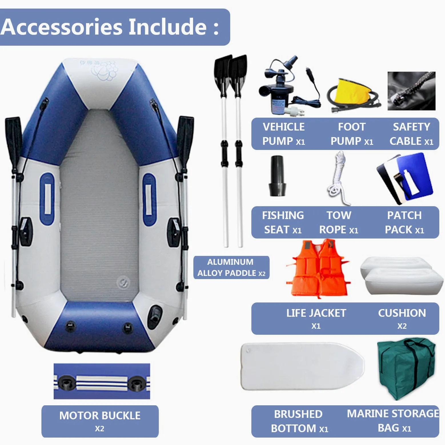 Barco inflable grande, kayak inflable 2-3-4-5-6-7 personas kayak de pesca inflable en tándem, barco inflable portátil de PVC grueso con paleta de bomba de aire, 335 cm x 136 cm