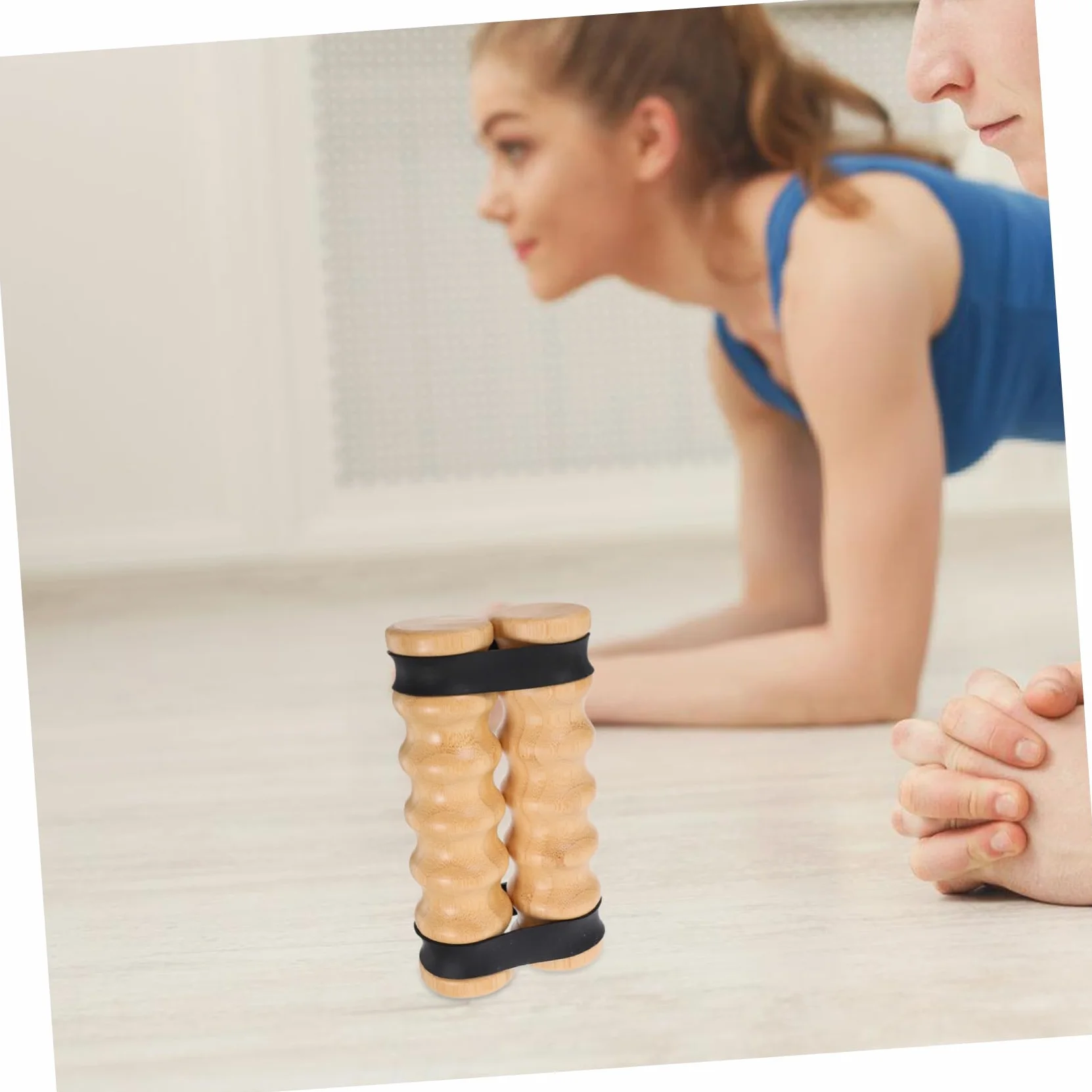 Bandas de Ejercicio con Asas de Madera, Resistencia Ajustable y Agarre Antideslizante, 2 Piezas para Casa y Yoga, Aptas Niveles