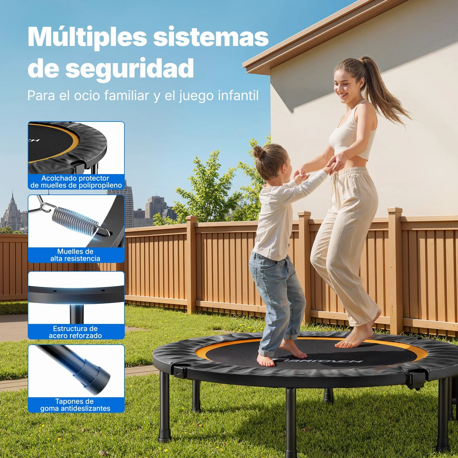 MERACH Trampolin Fitness Adultos 102cm 122cm Camas Elasticas Plegables Carga Maxima 330 LB