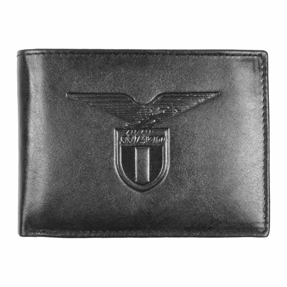 Cartera de Piel con Logotipo Estampado en Caliente, Producto Oficial SS LAZIO 173188, Negro, Cartera de Cuero