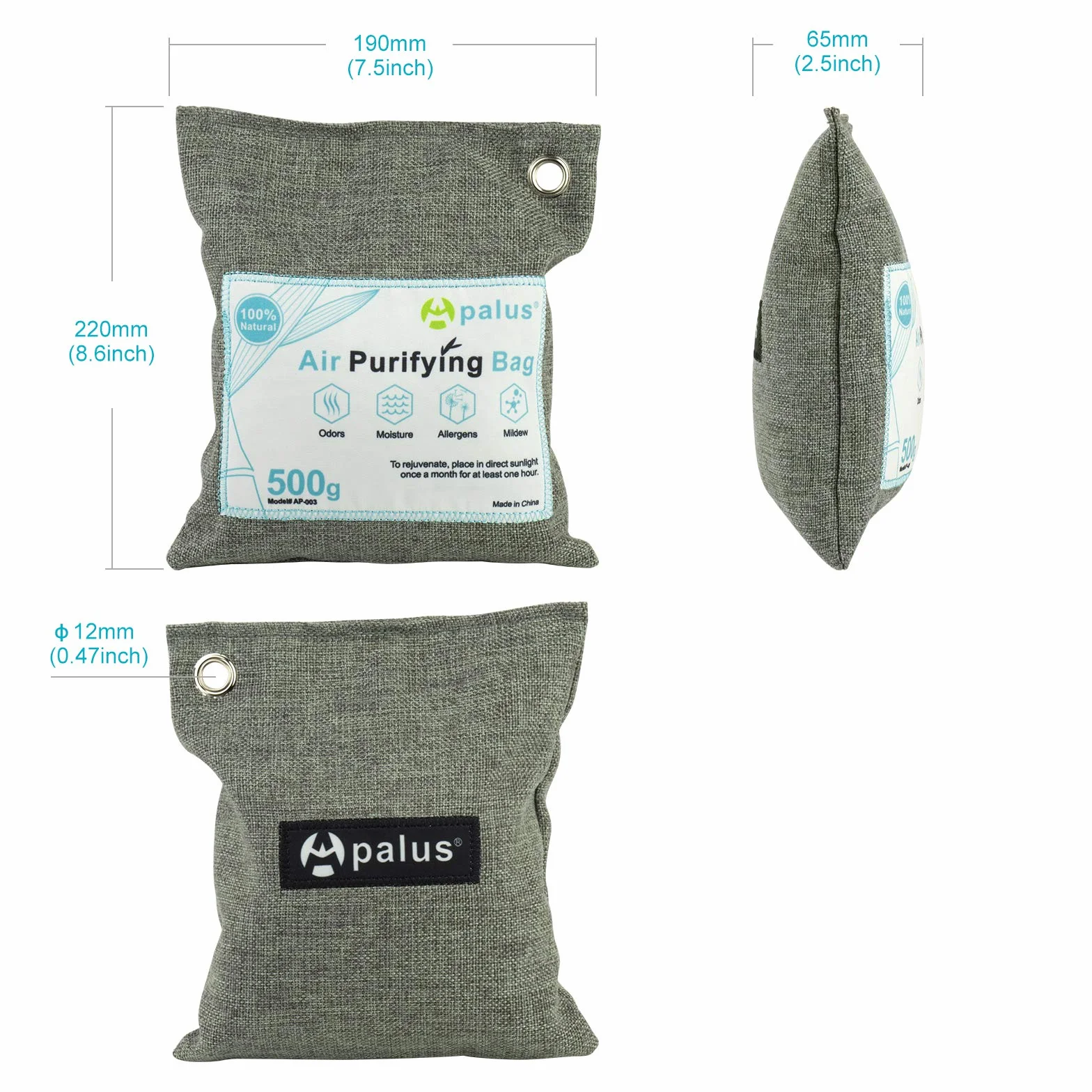 Apalus Bolsa de Carbón Activo de Bambú Deshumidificador Purificador de Aire 500G x2