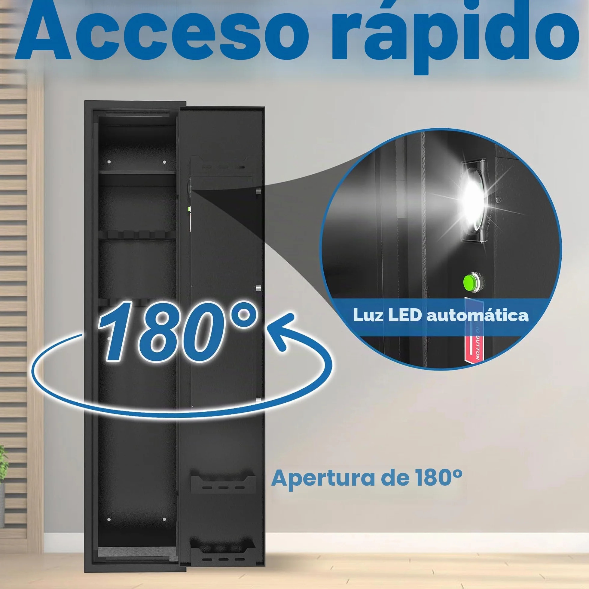 UISEBRT Armario para armas 3-5 rifles con cerradura electrónica y huella digital, caja fuerte para armas largas y munición