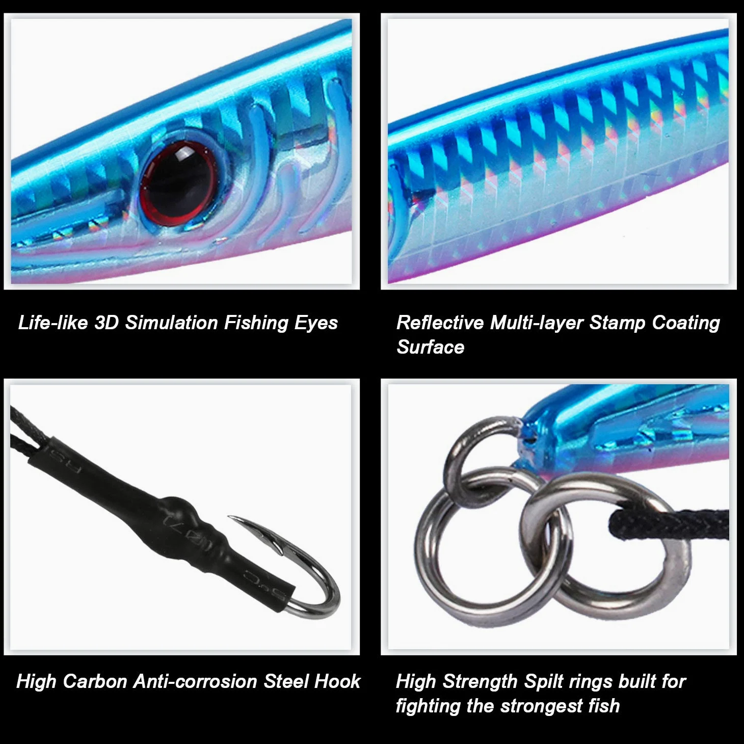 Agua salada plomo vertical Jig, Goture cebo artificial barco pesca señuelos Jigging Señuelos – Pack de 3, Multicolores