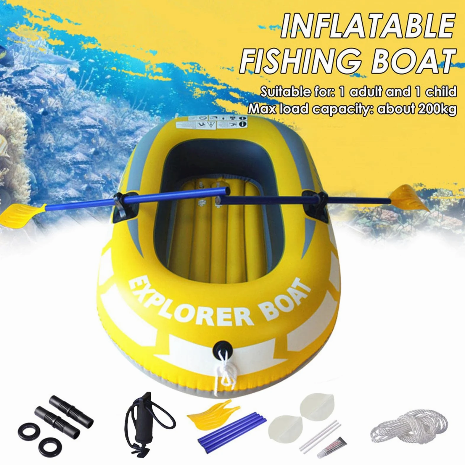 Kayaks inflables,Kayak Inflable para 1/2 Persona | Balsa Inflable para 1/2 Persona para Deportes Pesca a la Deriva al Aire Libre