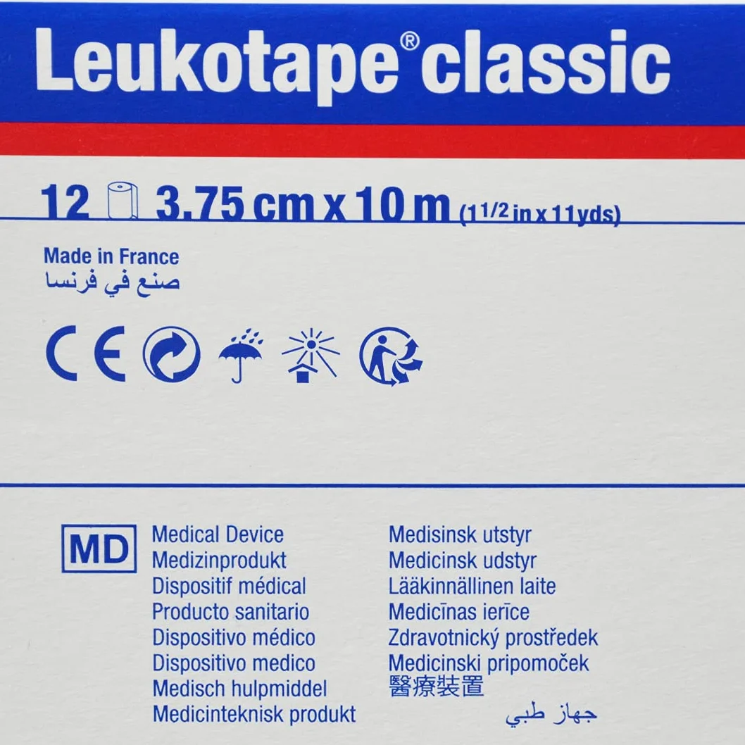 BSN Leukotape Classic 3,75 cm x 10 m, color blanco, 1er Pack (1 x 12 unidades)