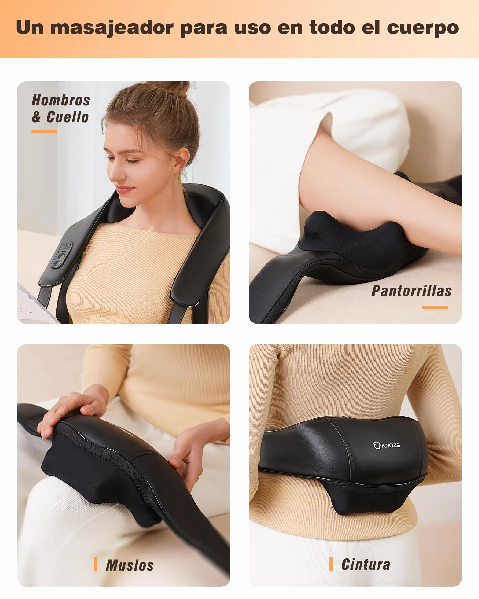 Masajeador cervical y espalda inalámbrico Shiatsu 4D con calefacción de grafeno, Regalo para mujer hombre